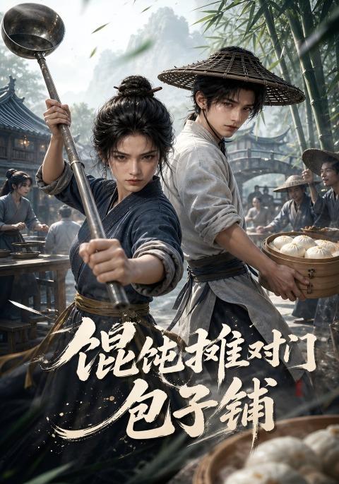 馄饨摊对门包子铺海报